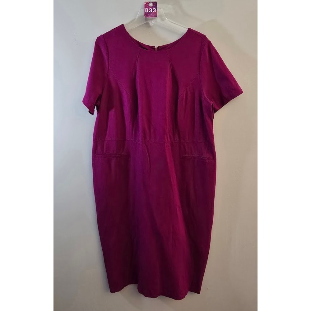 Talbots Womens Sheath Dress Plum Short Sleeve Ponte Knit Career Plus Size 14W